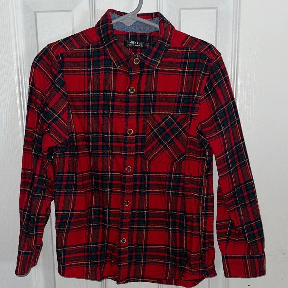 Next Men's Checkered Shirt - Gray and Tan